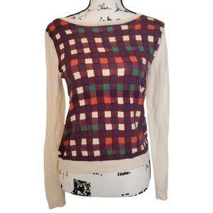 Duro Olowu | Multicolor Signature Plaid Sweater Boatneck Dressy Business Casual